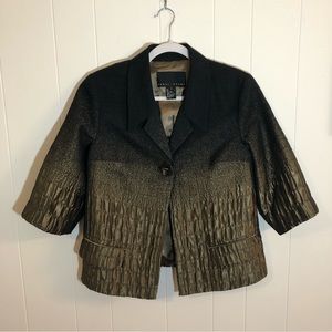Vansi Fugel 3/4 Sleeve Blazer Black & Metallic Bronze Small